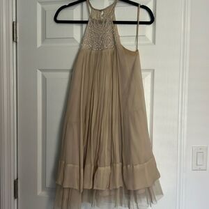 BCBGMaxazria Dress - Tan Embroidered Dress - Size 4